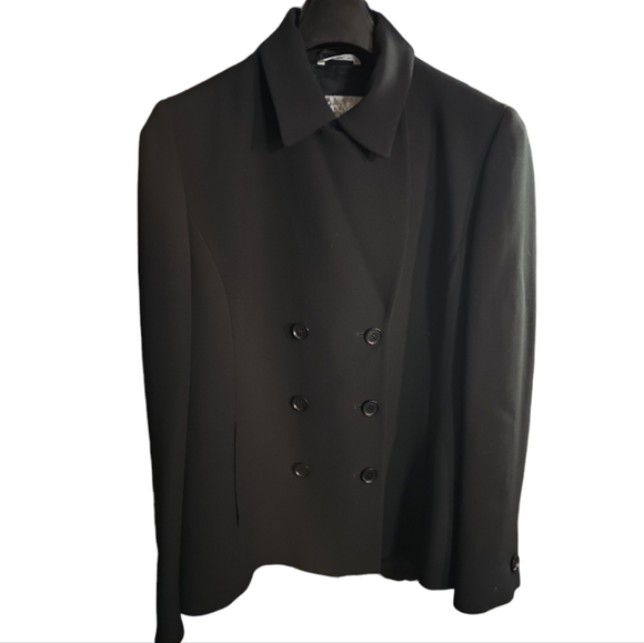 Max Mara Double Breasted  Black Blazer Jacket Wool Blend Size 12 Made In Italy - Picture 3 of 13